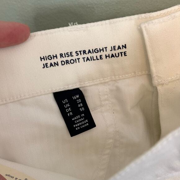 Lands End Jeans Womens 16 White Denim High Rise Straight Leg Ankle Stretch NEW - Picture 11 of 12